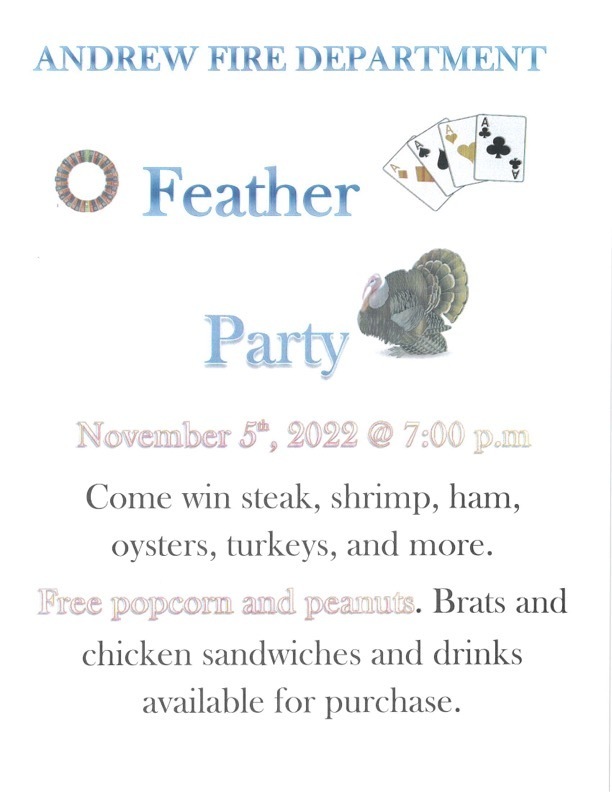 Andrew Fire Dept. Feather Party Invite